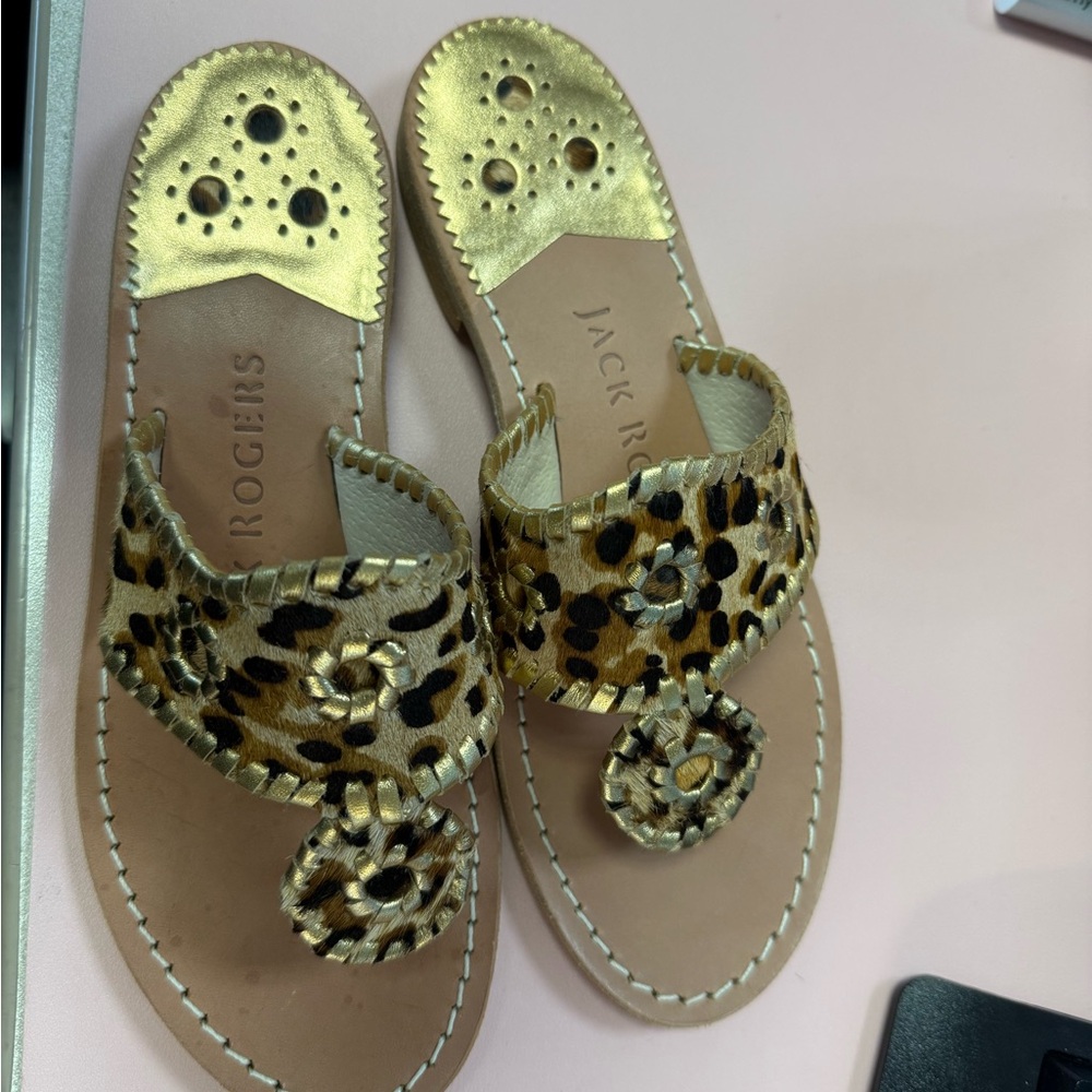 Jack Rogers Women's Sandals - Gold and Leopard Print